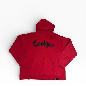 Cookies SF Original Logo Red Hoodie Black Script Pullover Sweatshirt Size XL